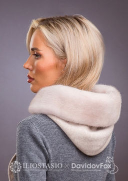 Капор кашемир бежевый норка