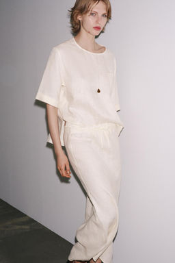 ZW COLLECTION LINEN SHORT SLEEVE TOP - Zara фото 2