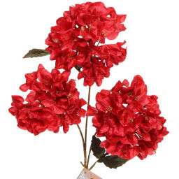 Искусственные цветы "FLOWERS GLAMOUR" 70см Гортензии 3 цветка красные