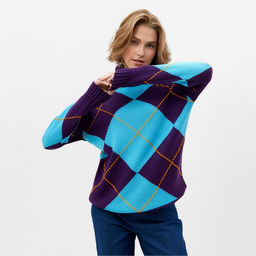 Джемпер женский MINAKU: Casual collection, бирюзовый, размер 42-44