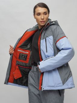 Горнолыжный костюм женский большого размера фиолетового цвета 02272-3F