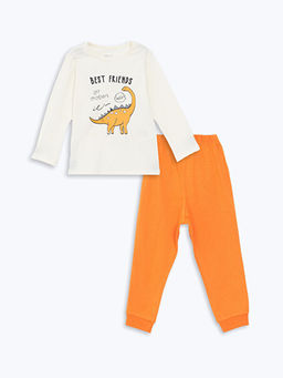 Bisiklet Yaka Uzun Kollu Bask?l? Erkek Bebek Pijama Tak?m?