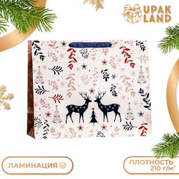 Пакет подарочный новогодний ламинированный горизонтальный Праздник в лесу, 49?40?19 см