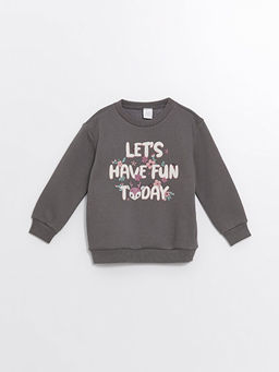 Bisiklet Yaka Uzun Kollu Bask?l? K?z Bebek Sweatshirt
