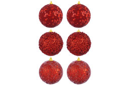 Набор 6 новогодних шаров 9,5*9,5 см Красный - Elan gallery фото 11