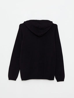 Kap??onlu Basic Uzun Kollu K?z ?ocuk Fermuarl? Triko H?rka