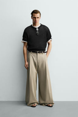 PANTAL?N WIDE FIT PLIEGUES / Beige