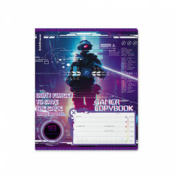 Цена за 10 шт. Тетрадь школьная ученическая ErichKrause Cyber Game, 18 листов, клетка (в плёнке по 10 шт.)_MIX-PACK фото 5