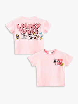 Bisiklet Yaka K?sa Kollu Tweety Bask?l? K?z Bebek Ti??rt