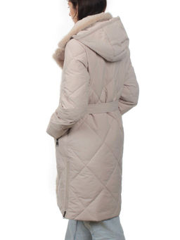 309 BEIGE Пальто зимнее стеганое женское (200 гр. холлофайбер, натуральная норка) - Fashion фото 8