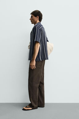 CAMISA REGULAR FIT JACQUARD RAYAS / Marino - Zara фото 4