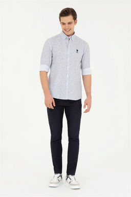 Мужская темно-синяя рубашка с длинным рукавом - U.s. polo assn фото 4