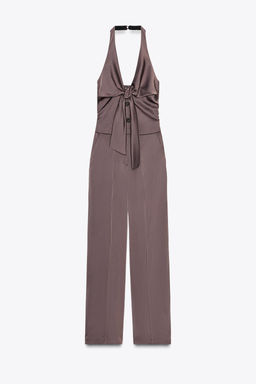 KNOT DETAIL SATIN WAISTCOAT JUMPSUIT - Zara фото 7