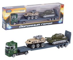 Модель металл. "Автовоз +2 танка" (IT107544) подвиж. эл-ты, в коробке 28,5*4*8,5см