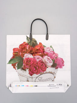 Цена за 10 шт. Пакет Цветы ассорти, полиэтиленовый с пластиковой ручкой, 38?34 + 3 см, 90 мкм