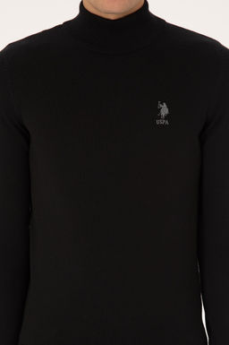 Erkek Slim Fit Yar_m Bal_k__ Yaka Siyah Basic Kazak - U.s. polo assn фото 6