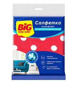 BIG CITY салфетка из микрофибры Мультифункциональная горох (1шт) ЮНИТ