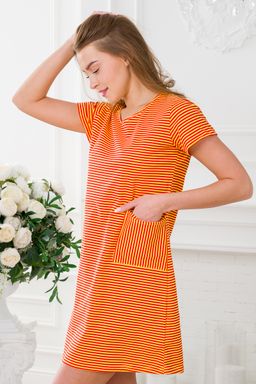 Туника женская из кулирки Руслана красная полоса на жёлтом - Амадэль фото 21