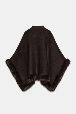 FAUX FUR KNIT PONCHO CAPE - Zara фото 4