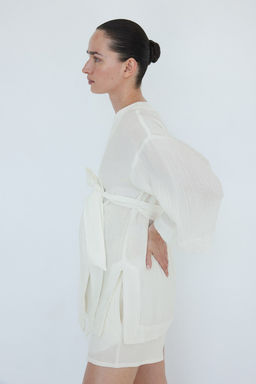 MAMA Blusa cruzada con cinturon de anudar - H&m фото 3