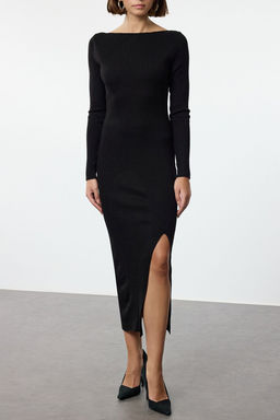 TRENDYOLMILLA K?rm?z? Maxi Triko S?rt Dekolteli Elbise TWOAW25EL00025  фото 9