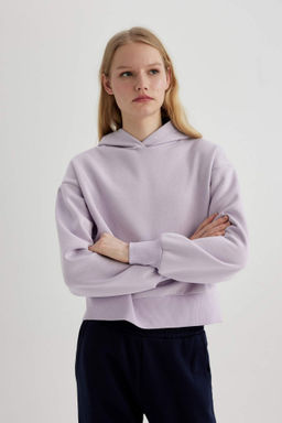 Boxy Fit Kapusonlu Kal?n Basic Duz Sweatshirt - Defacto фото 5