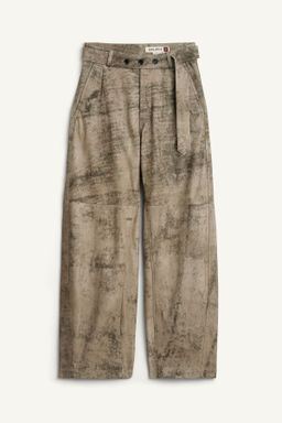 BAGGY WASHED LEATHER TROUSERS - Zara фото 4