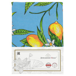 Скатерть 150х145см Лимон, вид 4, длина стола до 110см, на 4 персоны, рогожка (хлопок 100%) 171г/м2, упаковка классическая, пакет ПВХ 28х41см, Домашняя мода (Россия)  фото 4