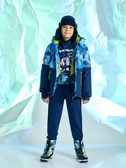 Kap??onlu Bask?l? Erkek ?ocuk Kayak Montu - Waikiki фото 2