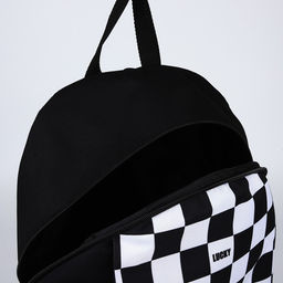 Рюкзак школьный текстильный Lucky, 46×30×10 см, вертикальный карман, чёрный