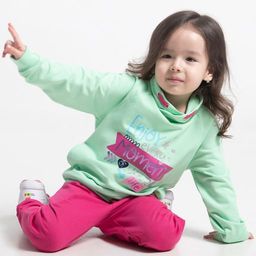 CRB wear/CWKG 62812-38-282 Джемпер модель худи для девочки, светло-зеленый/Ex.Cherubino  фото 2