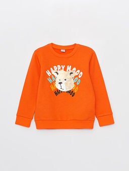 Bisiklet Yaka Bask?l? ?ift Y?nl? Payetli Uzun Kollu Erkek ?ocuk Sweatshirt - Waikiki фото 3