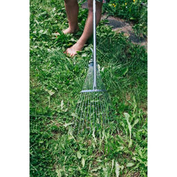 Грабли веерные, проволочные, 15 зубцов, металл, раздвижные, металлический черенок, Greengo