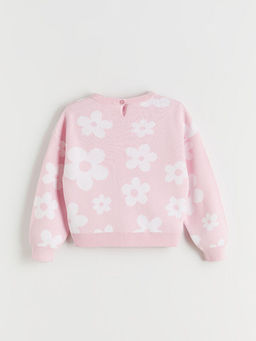 ?i?ek Desenli K?z ?ocuk Triko Kazak