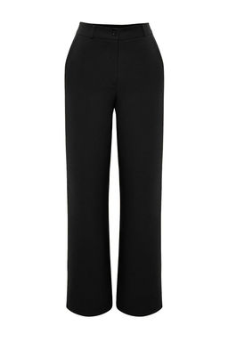 Siyah Wide Leg/Genis Paca Bootcut Dokuma Kumas Pantolon TWOAW21PL0332