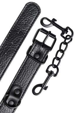 Наручники TOYFA Theatre, PU кожа, черный, 26,5 см