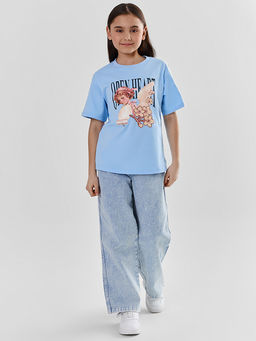 Футболка для девочек голубая прямого кроя - Mark formelle фото 2