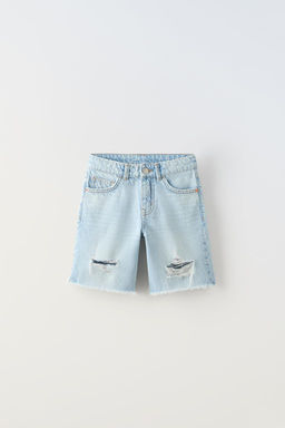 RIPPED DENIM BERMUDA SHORTS