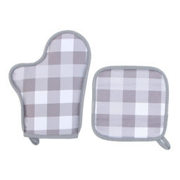 Кух. набор 2 пр. Этель Клетка прих. 20*20 см, вареж-прихв. 27*20 см,100% п/э  фото 2