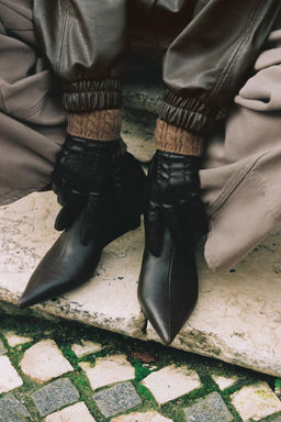 FAUX LEATHER AND WOOL BLEND GLOVES - Zara фото 3