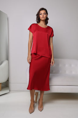 Юбка миди из плотного атласа - Looklikecat фото 2