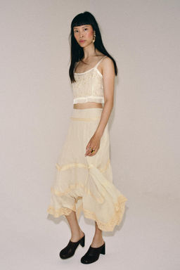 FALDA COMBINADA ENCAJE ZW COLLECTION / Blanco roto