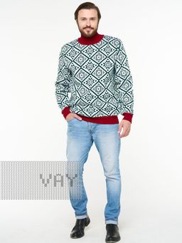 Джемпер мужской 5232-12362. 074/292/0703 белый/тайга/красный