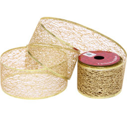 Цена за 2 шт. Лента для декорирования "Сказка" 6,3 см, 2,7 м, Золото