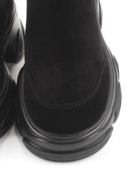 01-H23B-40B BLACK Ботинки демисезонные женские (натуральная замша, байка)