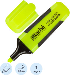 Маркер текстовыделитель Attache Selection Neon Dash 1-5мм желтый HL7010  фото 2