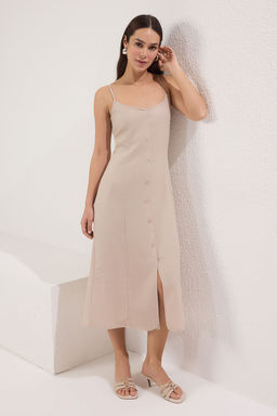 Tas Dugmeli Midi Dokuma Gomlek Elbise TWOSS25EL00286