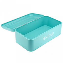 Хлебница сталь, глянцевая эмаль 42х22,5см h16см, s0,4мм, откидная крышка, цвет - бирюзовый, в индивидуальной коробке (Китай) - Домашняя мода фото 2