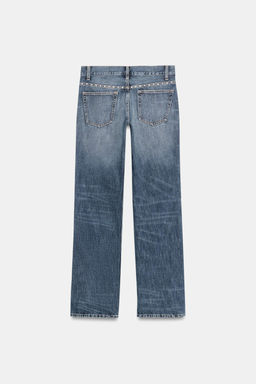 TRF SLUNG LOW-RISE STUDDED JEANS - Zara фото 8