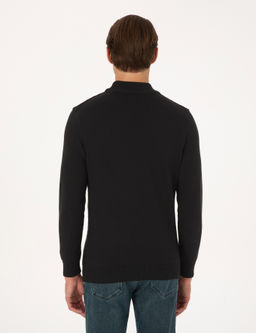 Siyah Slim Fit Yar_m Bal_k__ Yaka Triko Kazak - Pierre cardin фото 5